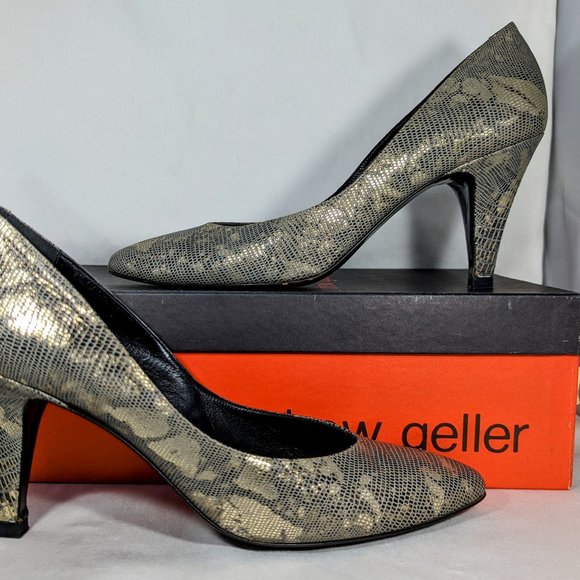 Sz 8 Vintage Italian Leather Closed Toe Heel Pump In Original Box, Andrew Geller - Picture 4 of 11
